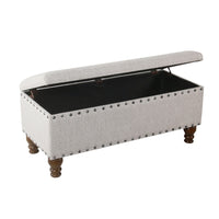 Ava Accent Bench with Storage Compartment, Nailhead Trim 42 Inch Cream -BM334185