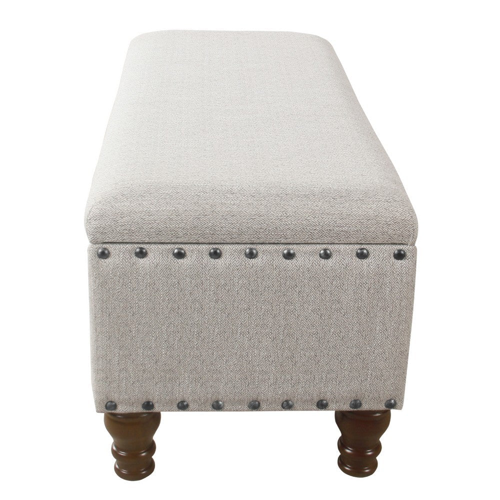 Ava Accent Bench with Storage Compartment, Nailhead Trim 42 Inch Cream -BM334185