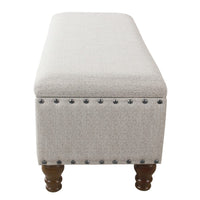 Ava Accent Bench with Storage Compartment, Nailhead Trim 42 Inch Cream -BM334185