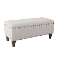 Ava Accent Bench with Storage Compartment, Nailhead Trim 42 Inch Cream -BM334185