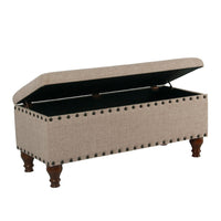 Ava Accent Bench, Storage Compartment, Nailhead Trim 42 Inch Tan Brown -BM334186