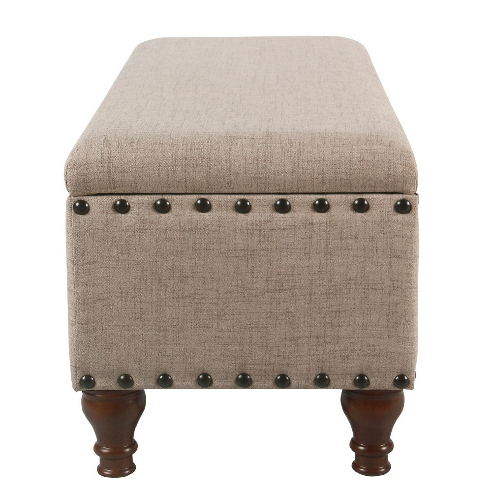 Ava Accent Bench, Storage Compartment, Nailhead Trim 42 Inch Tan Brown -BM334186