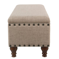 Ava Accent Bench, Storage Compartment, Nailhead Trim 42 Inch Tan Brown -BM334186