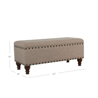 Ava Accent Bench, Storage Compartment, Nailhead Trim 42 Inch Tan Brown -BM334186