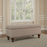 Ava Accent Bench, Storage Compartment, Nailhead Trim 42 Inch Tan Brown -BM334186