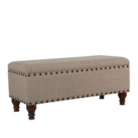 Ava Accent Bench, Storage Compartment, Nailhead Trim 42 Inch Tan Brown -BM334186