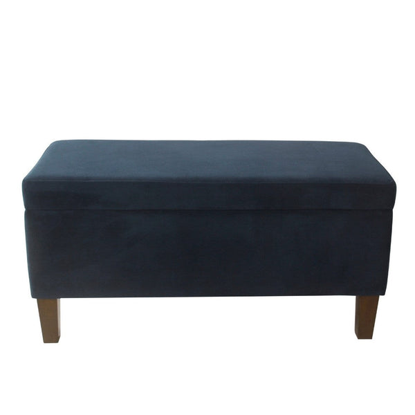 Ava Accent Storage Bench Ottoman with Navy Brown Velvet, 36 Inch -BM334188