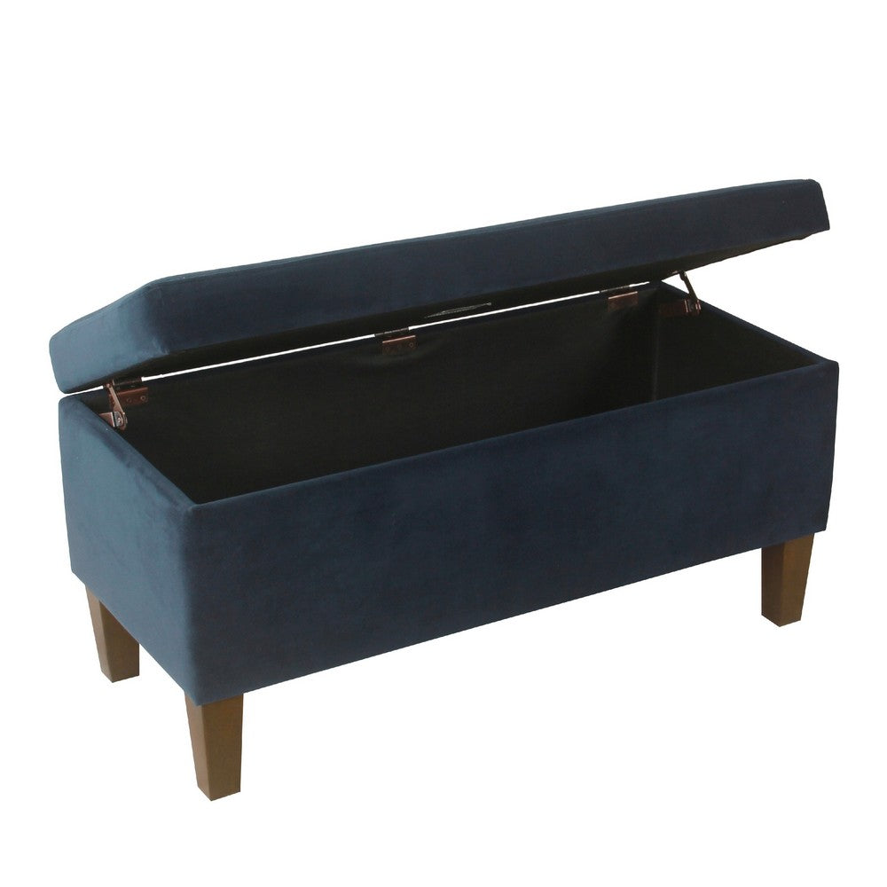 Ava Accent Storage Bench Ottoman with Navy Brown Velvet, 36 Inch -BM334188