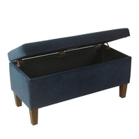 Ava Accent Storage Bench Ottoman with Navy Brown Velvet, 36 Inch -BM334188