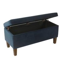 Ava Accent Storage Bench Ottoman with Navy Brown Velvet, 36 Inch -BM334188
