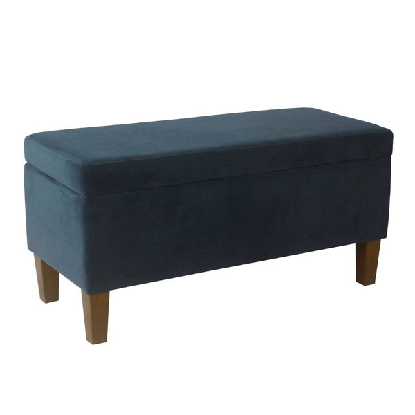 Ava Accent Storage Bench Ottoman with Navy Brown Velvet, 36 Inch -BM334188