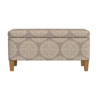 Ben Storage Bench Ottoman, Light Brown Medallion Design, 36 Inch -BM334189
