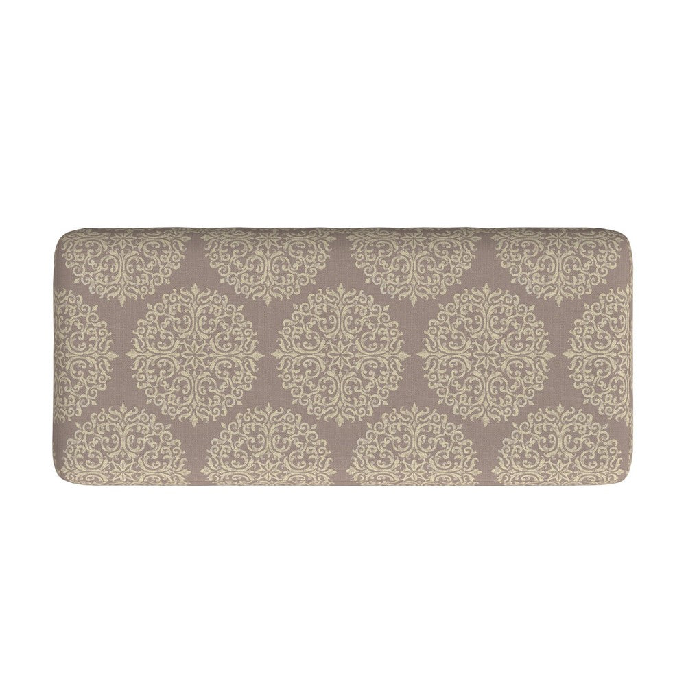 Ben Storage Bench Ottoman, Light Brown Medallion Design, 36 Inch -BM334189