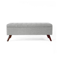 Eva Storage Bench Ottoman, Cloud Gray Woven Polyester, Brown, 48 Inch -BM334190