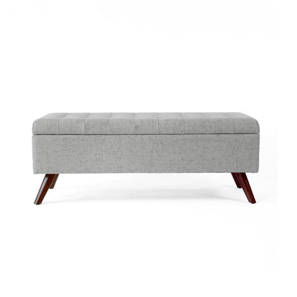Eva Storage Bench Ottoman, Cloud Gray Woven Polyester, Brown, 48 Inch -BM334190