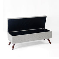Eva Storage Bench Ottoman, Cloud Gray Woven Polyester, Brown, 48 Inch -BM334190