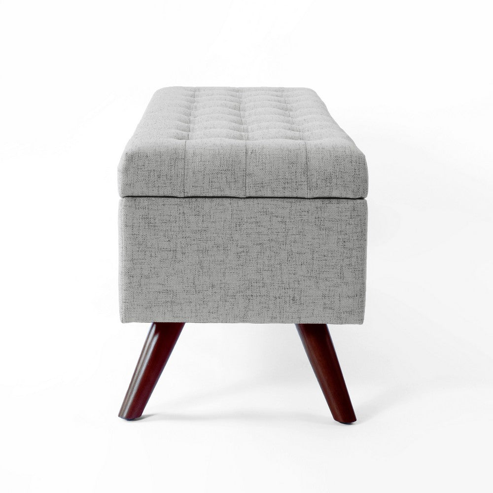 Eva Storage Bench Ottoman, Cloud Gray Woven Polyester, Brown, 48 Inch -BM334190