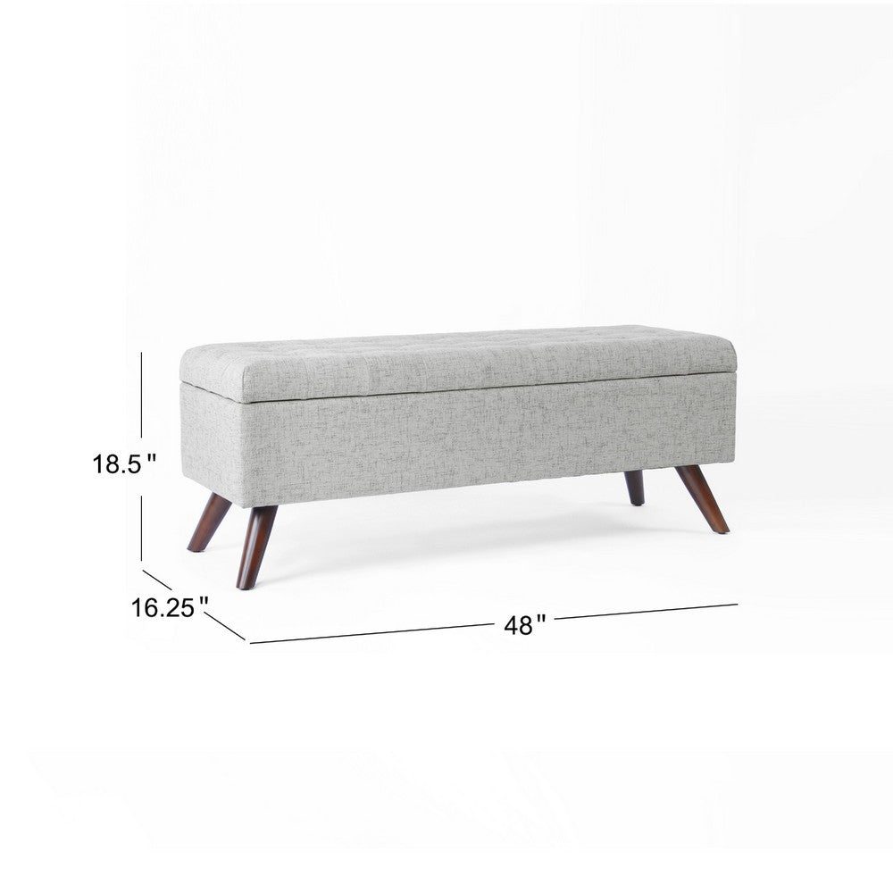 Eva Storage Bench Ottoman, Cloud Gray Woven Polyester, Brown, 48 Inch -BM334190