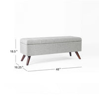Eva Storage Bench Ottoman, Cloud Gray Woven Polyester, Brown, 48 Inch -BM334190