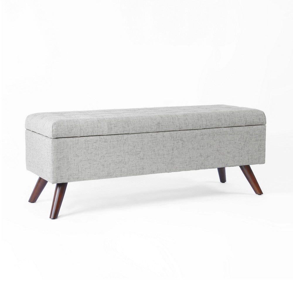Eva Storage Bench Ottoman, Cloud Gray Woven Polyester, Brown, 48 Inch -BM334190