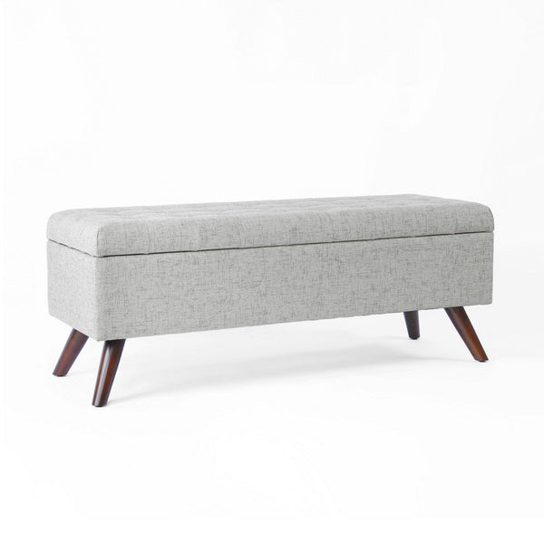 Eva Storage Bench Ottoman, Cloud Gray Woven Polyester, Brown, 48 Inch -BM334190