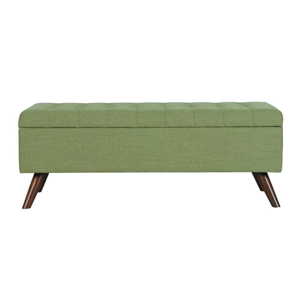 Eva Storage Bench Ottoman, Olive Green Woven Polyester, Brown, 48 Inch -BM334191