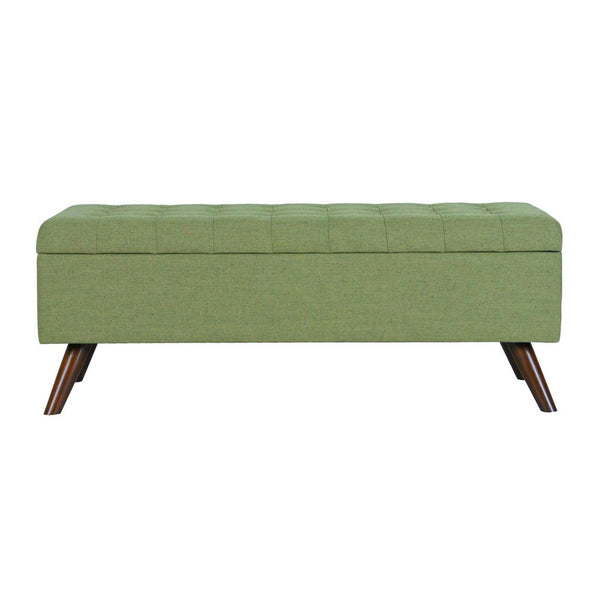 Eva Storage Bench Ottoman, Olive Green Woven Polyester, Brown, 48 Inch -BM334191