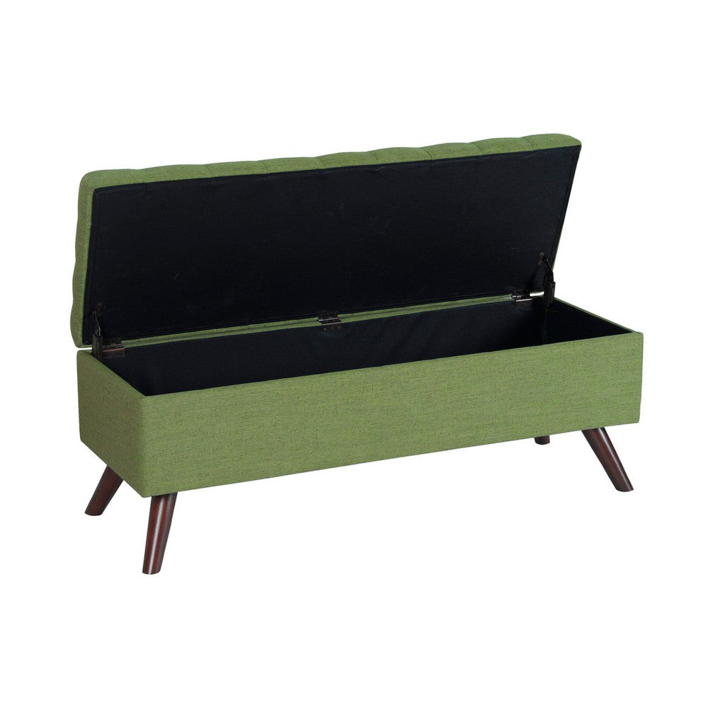 Eva Storage Bench Ottoman, Olive Green Woven Polyester, Brown, 48 Inch -BM334191