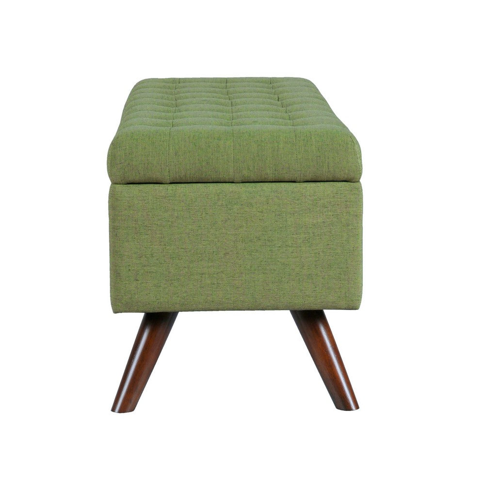 Eva Storage Bench Ottoman, Olive Green Woven Polyester, Brown, 48 Inch -BM334191