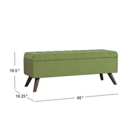 Eva Storage Bench Ottoman, Olive Green Woven Polyester, Brown, 48 Inch -BM334191
