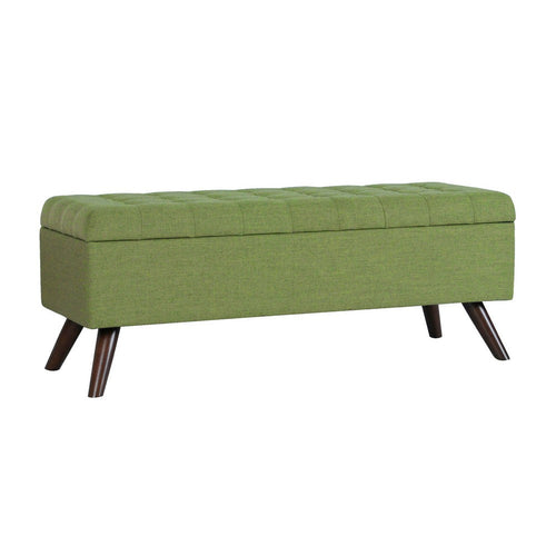 Eva Storage Bench Ottoman, Olive Green Woven Polyester, Brown, 48 Inch -BM334191