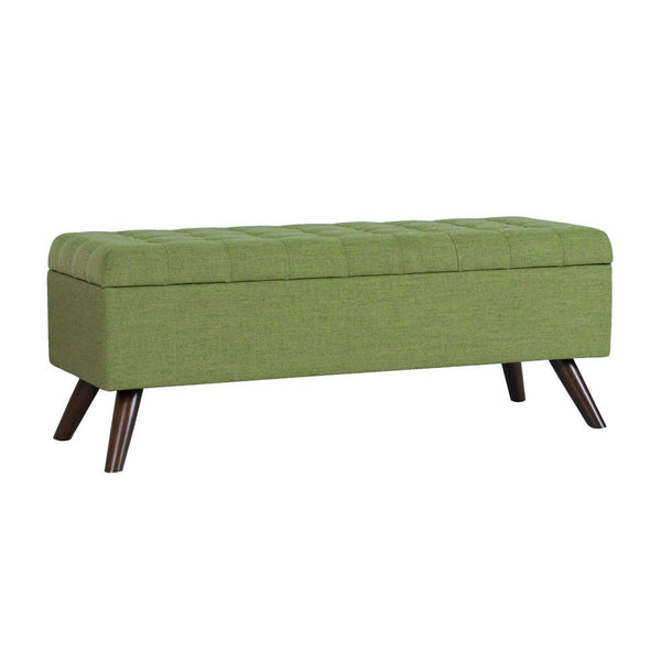 Eva Storage Bench Ottoman, Olive Green Woven Polyester, Brown, 48 Inch -BM334191