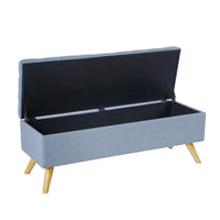 Eva Storage Bench Ottoman, French Blue Woven Polyester, Brown, 48 Inch -BM334192