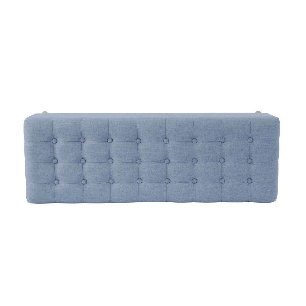 Eva Storage Bench Ottoman, French Blue Woven Polyester, Brown, 48 Inch -BM334192