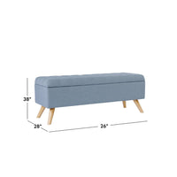 Eva Storage Bench Ottoman, French Blue Woven Polyester, Brown, 48 Inch -BM334192