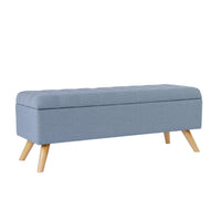 Eva Storage Bench Ottoman, French Blue Woven Polyester, Brown, 48 Inch -BM334192