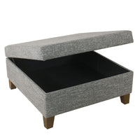 Leo Square Storage Ottoman, Textured Slate Gray, Dark Brown, 32 Inch -BM334194
