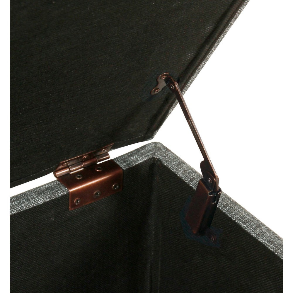 Leo Square Storage Ottoman, Textured Slate Gray, Dark Brown, 32 Inch -BM334194