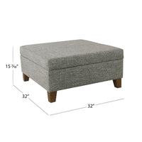 Leo Square Storage Ottoman, Textured Slate Gray, Dark Brown, 32 Inch -BM334194