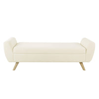 Rae Storage Bench Ottoman with Arms, Cream Sherpa, Brown, 60 Inch -BM334195