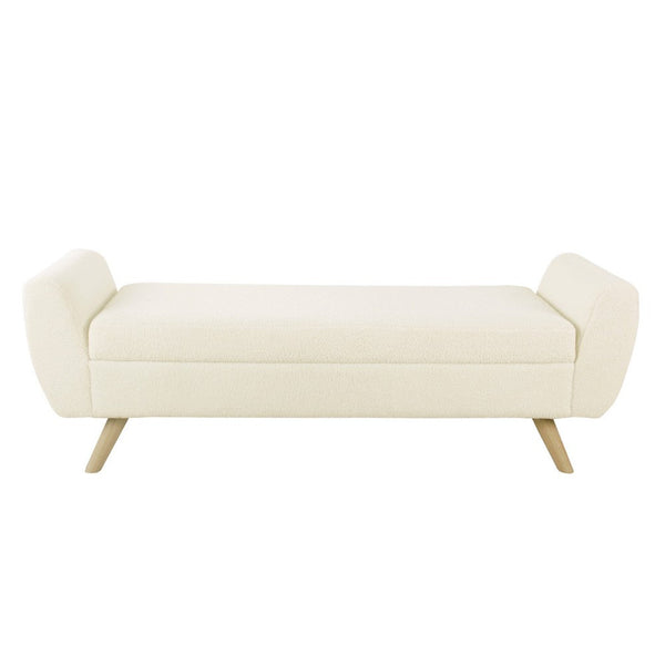 Rae Storage Bench Ottoman with Arms, Cream Sherpa, Brown, 60 Inch -BM334195