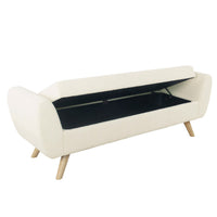 Rae Storage Bench Ottoman with Arms, Cream Sherpa, Brown, 60 Inch -BM334195