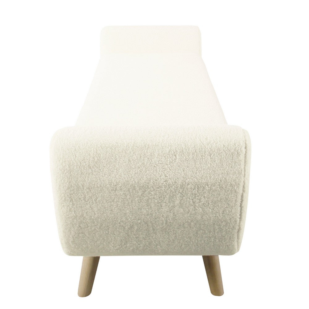 Rae Storage Bench Ottoman with Arms, Cream Sherpa, Brown, 60 Inch -BM334195