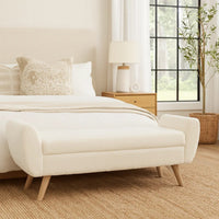 Rae Storage Bench Ottoman with Arms, Cream Sherpa, Brown, 60 Inch -BM334195