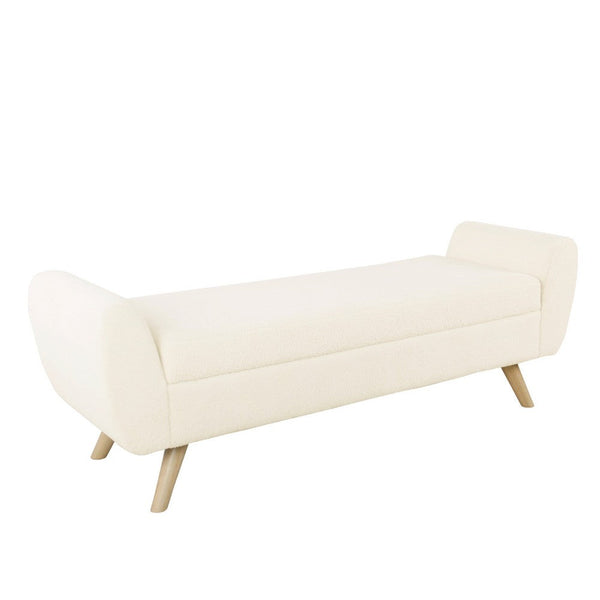 Rae Storage Bench Ottoman with Arms, Cream Sherpa, Brown, 60 Inch -BM334195