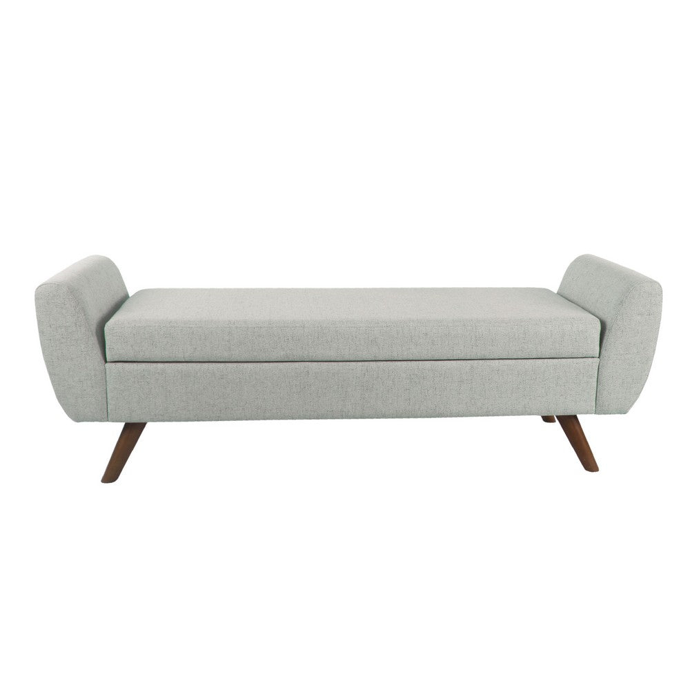 Rae Storage Bench Ottoman with Arms, Light Gray Woven Fabric, 60 Inch -BM334197