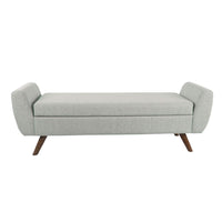 Rae Storage Bench Ottoman with Arms, Light Gray Woven Fabric, 60 Inch -BM334197