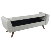 Rae Storage Bench Ottoman with Arms, Light Gray Woven Fabric, 60 Inch -BM334197