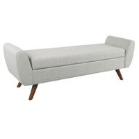 Rae Storage Bench Ottoman with Arms, Light Gray Woven Fabric, 60 Inch -BM334197
