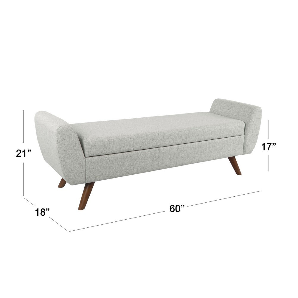 Rae Storage Bench Ottoman with Arms, Light Gray Woven Fabric, 60 Inch -BM334197
